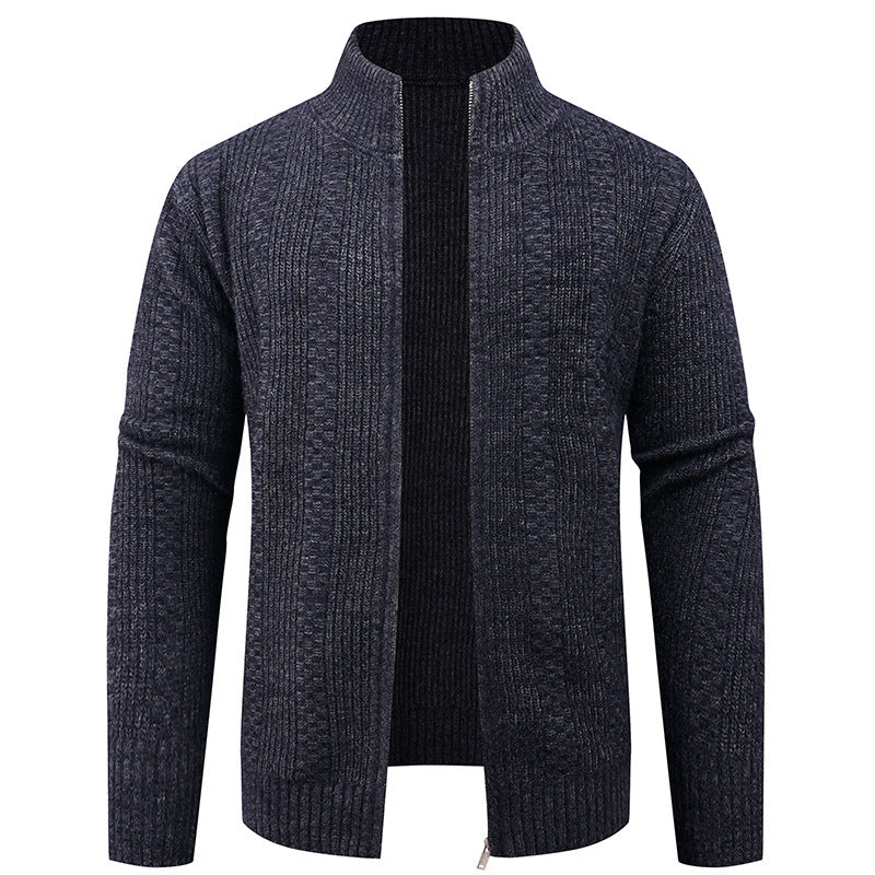 Herren Strickjacke mit strukturierter Oberfläche und hohem Kragen R&B