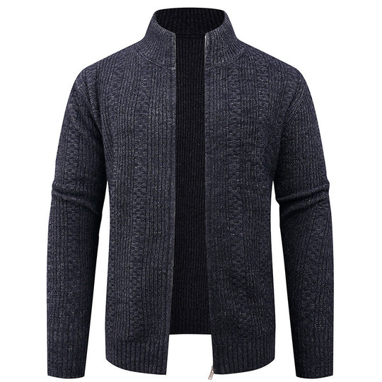 Herren Strickjacke mit strukturierter Oberfläche und hohem Kragen R&B
