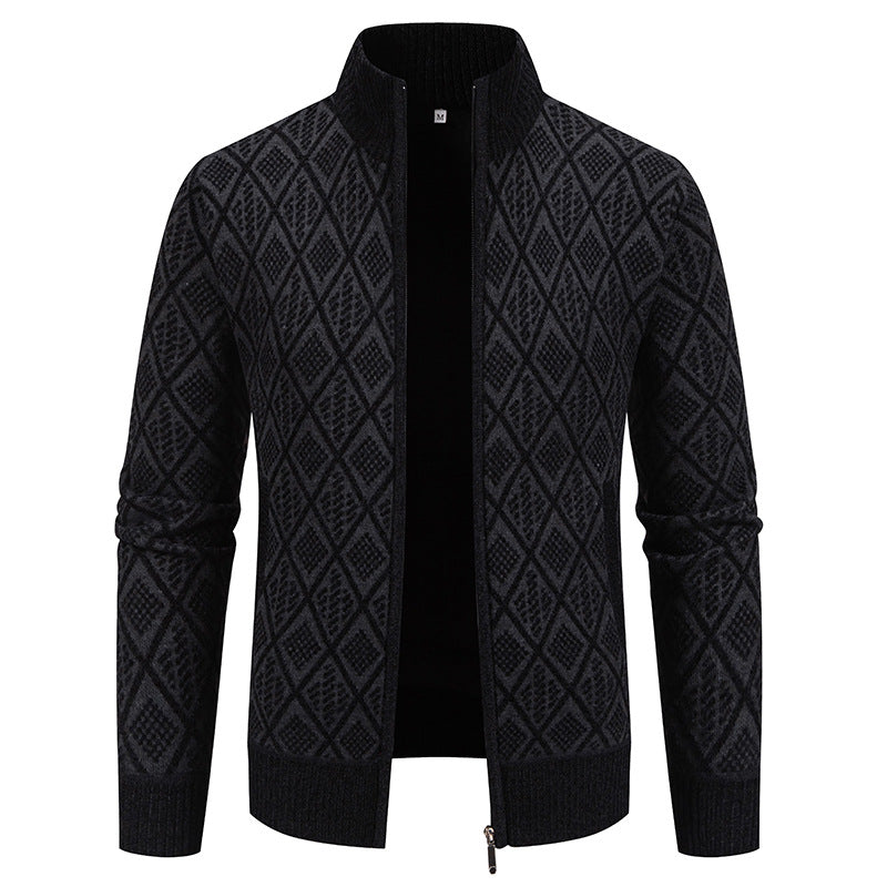 Herren Strickjacke mit strukturiertem Design und hohem Kragen R&B