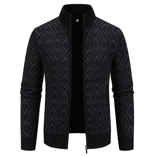 Herren Strickjacke mit strukturiertem Design und hohem Kragen R&B