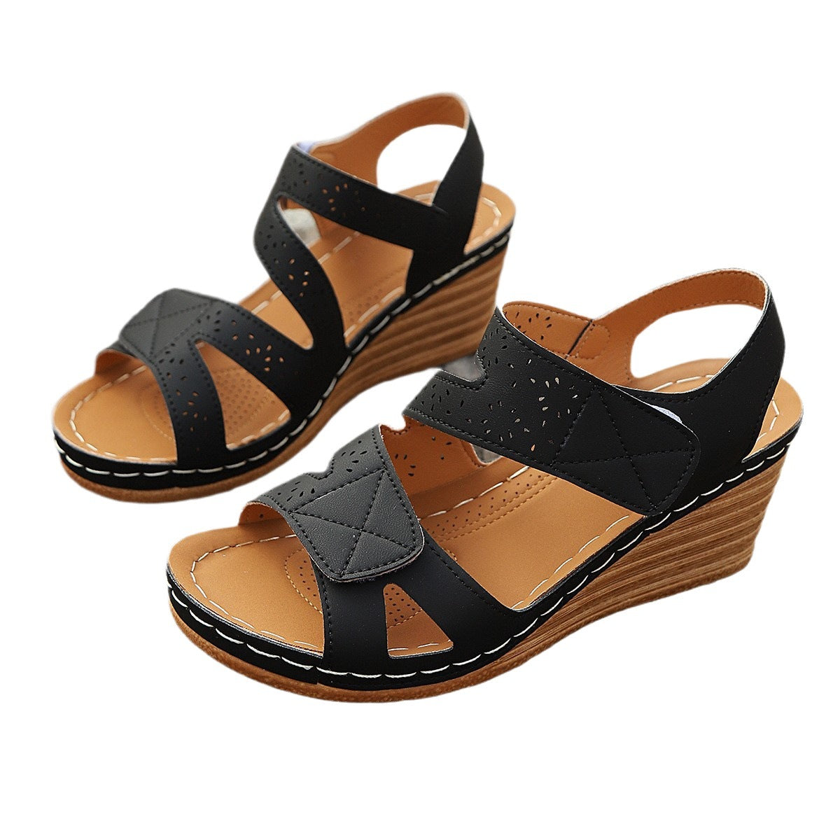 Damen Wedge-Sandaletten mit verzierten Riemen R&B