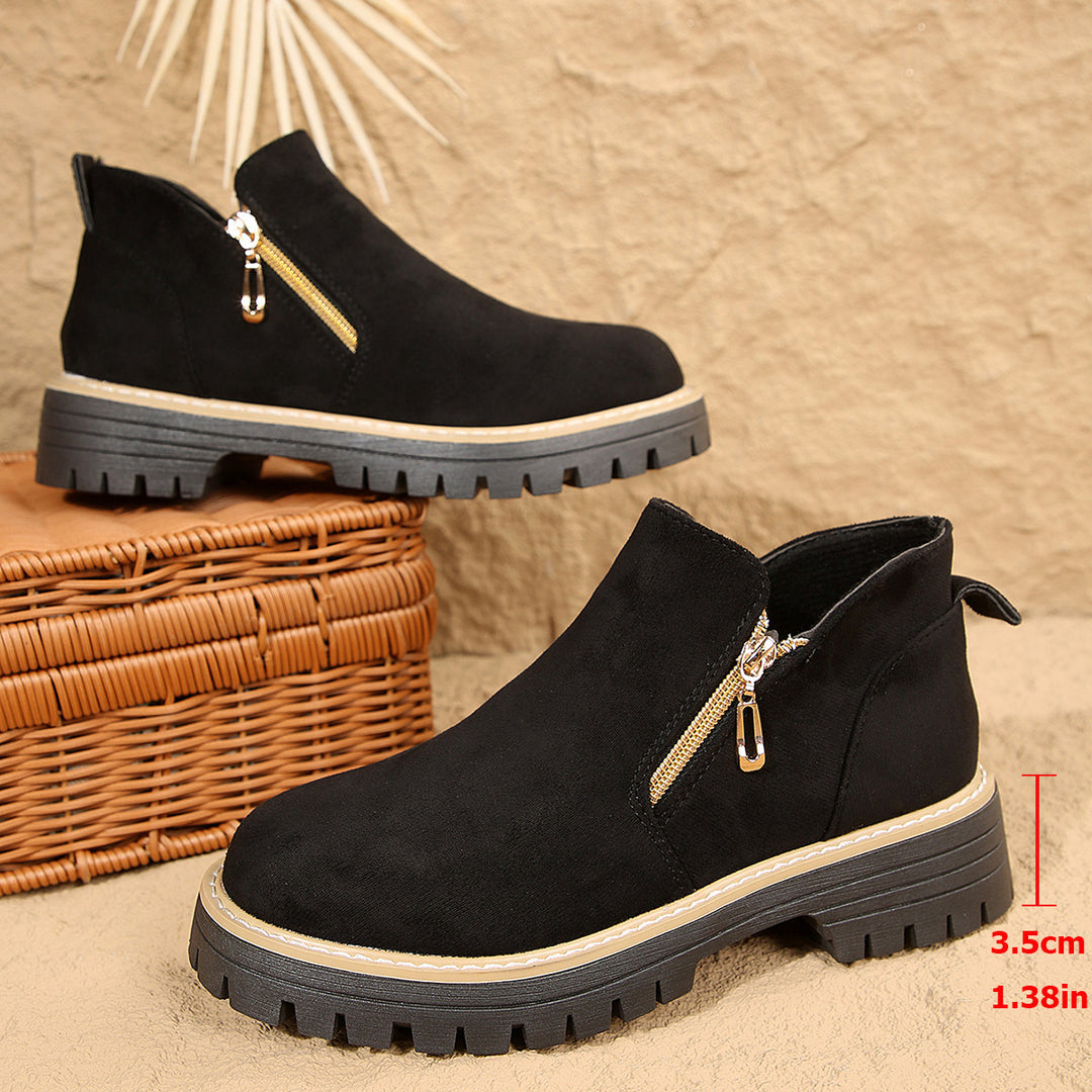 Damen modische Ankle-Stiefeletten mit seitlichem Reißverschluss und rutschfester Sohle R&B