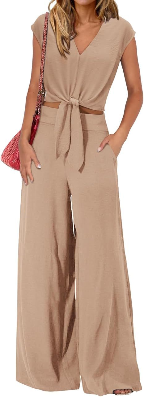 Damen Lockerer Jumpsuit mit Taillierung und weit geschnittenem Bein R&B
