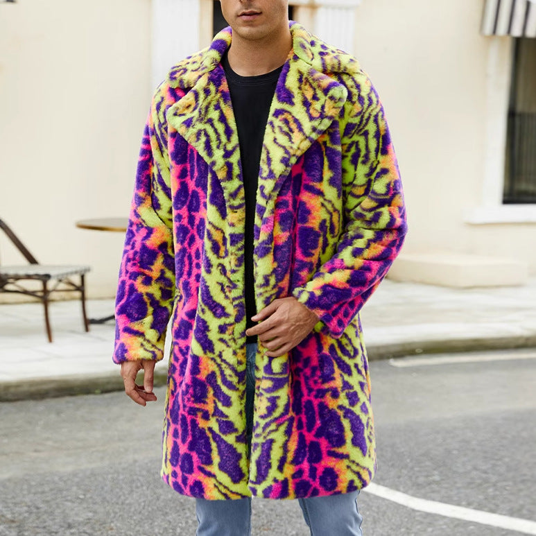 Herren Plüschmantel mit auffälligem Tierdesign R&B
