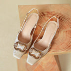 Damen Slingback Pumps mit luxuriösem Schmuckdetail