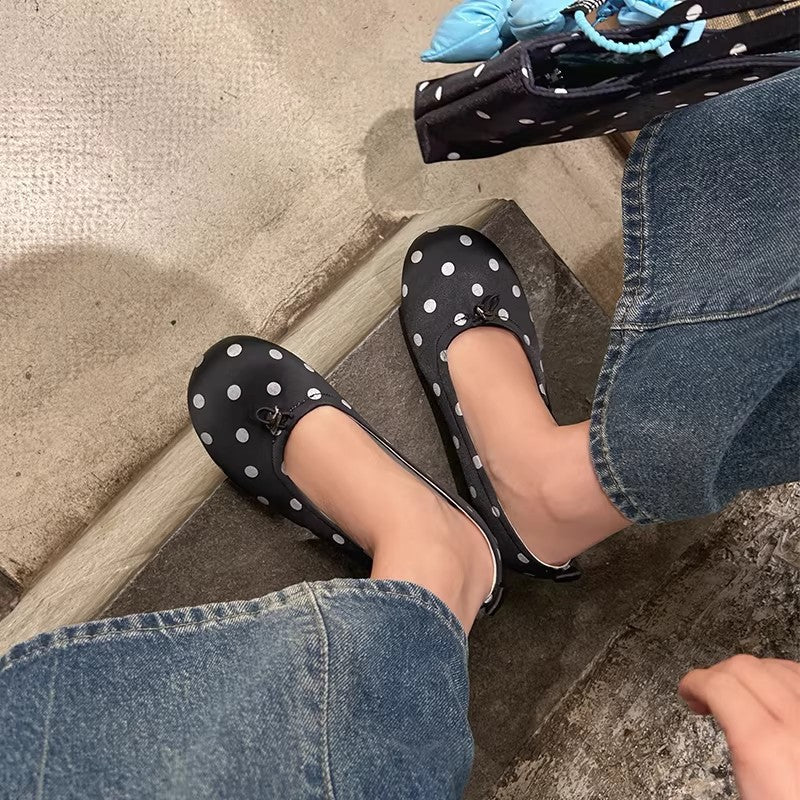 Damen elegante Ballerinas mit verspieltem Punkte-Design und komfortablem Fußbett R&B
