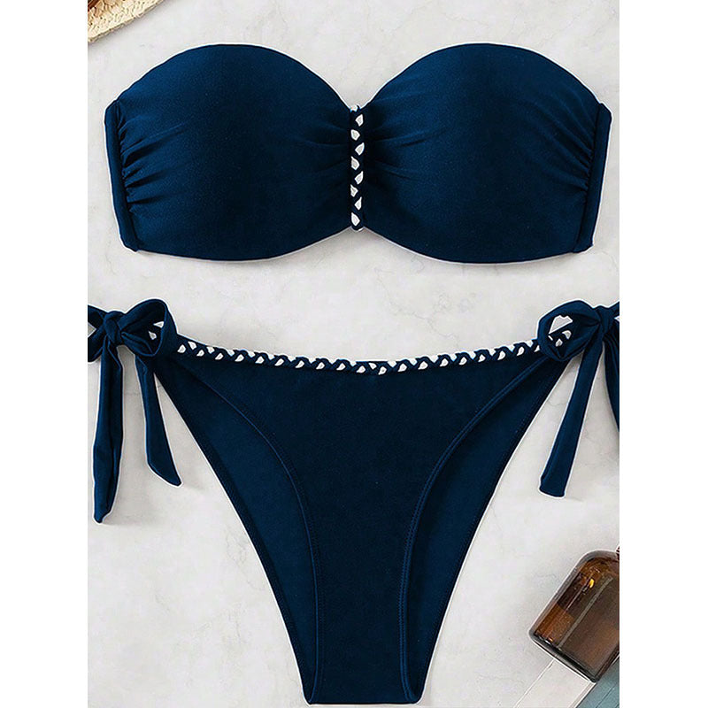 Damen Bandeau-Bikini-Set mit raffinierten BindR&Bändern R&B