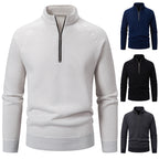 Herren Hochkragen Pullover mit Reißverschluss und strukturierter Oberfläche