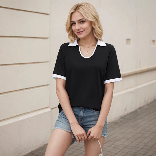 Damen Poloshirt mit modernem Kragen und lässigem Schnitt R&B
