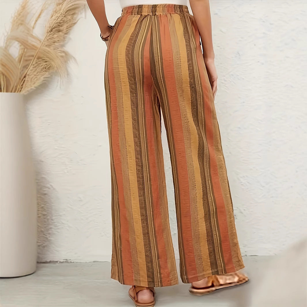 Damen Weit geschnittene Sommerhose mit Kordelzug und seitlichen Taschen R&B