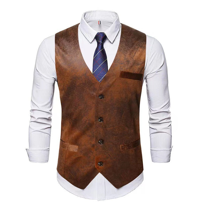 Herren stilvolle Weste aus hochwertigem Kunstleder R&B