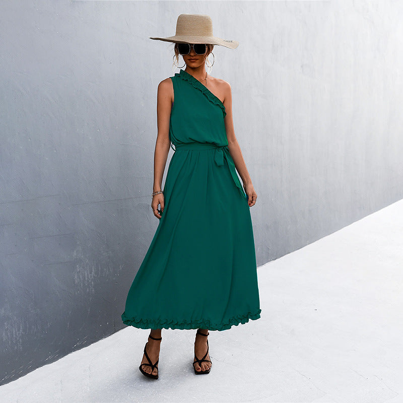 Damen Maxikleid mit schulterfreiem Design und eleganter Rüsche R&B