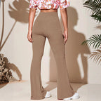 Damen Hochtaillierte Flared-Leggings aus Rippstrick R&B