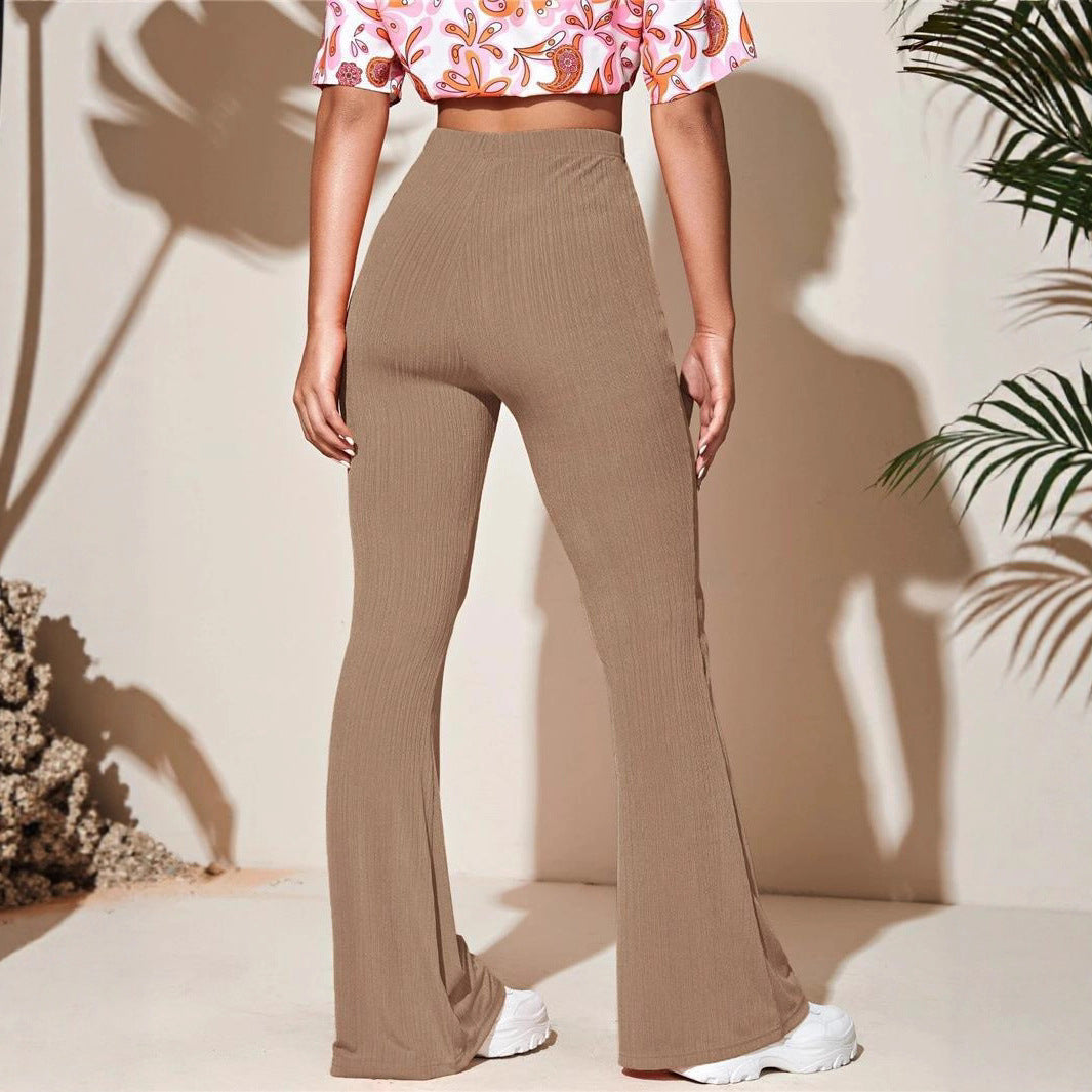 Damen Hochtaillierte Flared-Leggings aus Rippstrick R&B