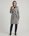 Damen Fashion Trends weit geschnittener doppelreihiger Trenchcoat mit Taillengürtel und Schulterpatten R&B