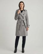 Damen Fashion Trends weit geschnittener doppelreihiger Trenchcoat mit Taillengürtel und Schulterpatten R&B