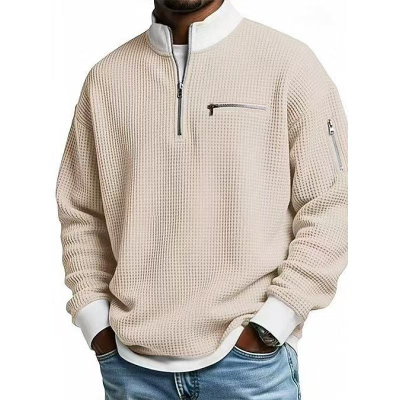 Herren Sweatshirt mit hohem Kragen und praktischem Reißverschluss R&B