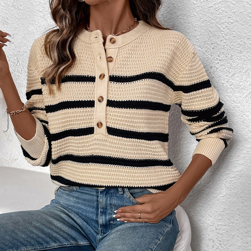 Damen Strickpullover mit Knopfleiste R&B