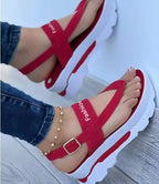 Damen Modische Wedge-Sandalen mit verstellbarem Riemen und rutschfester Sohle R&B