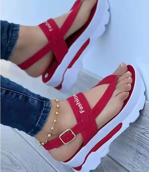 Damen Modische Wedge-Sandalen mit verstellbarem Riemen und rutschfester Sohle R&B