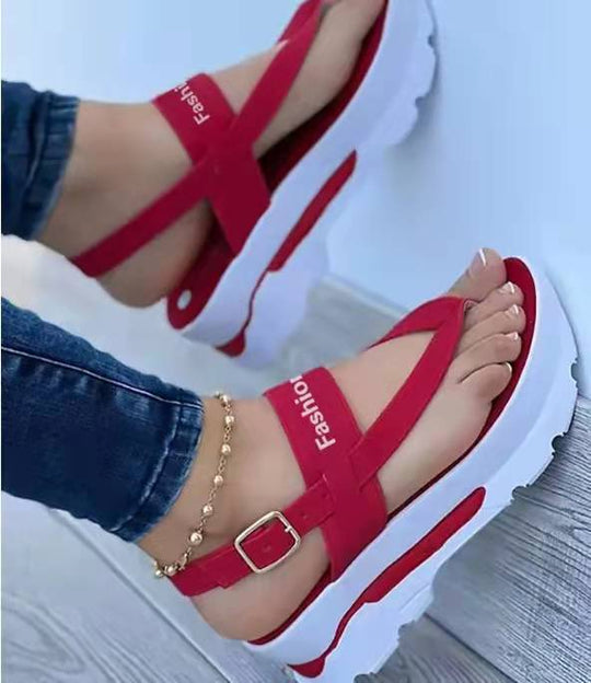 Damen Modische Wedge-Sandalen mit verstellbarem Riemen und rutschfester Sohle R&B