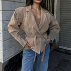 Damen Eleganter Blazer mit strukturierten Details und Taillengürtel R&B