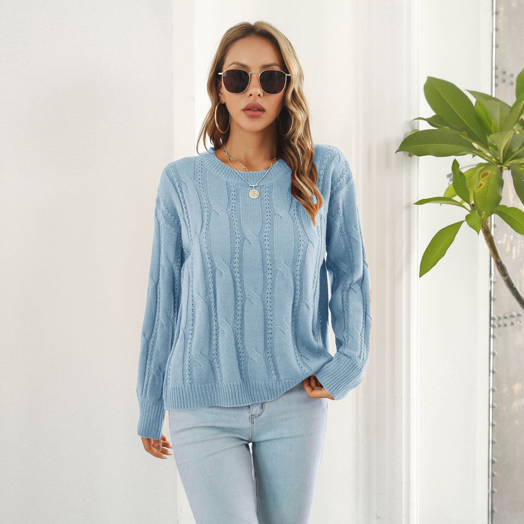 Damen Grobstrickpullover mit einzigartigem Zopfmuster und lässigem Schnitt R&B