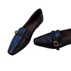 Damen Elegante Mokassins mit modischem Riemenverschluss und spitz zulaufendem Design