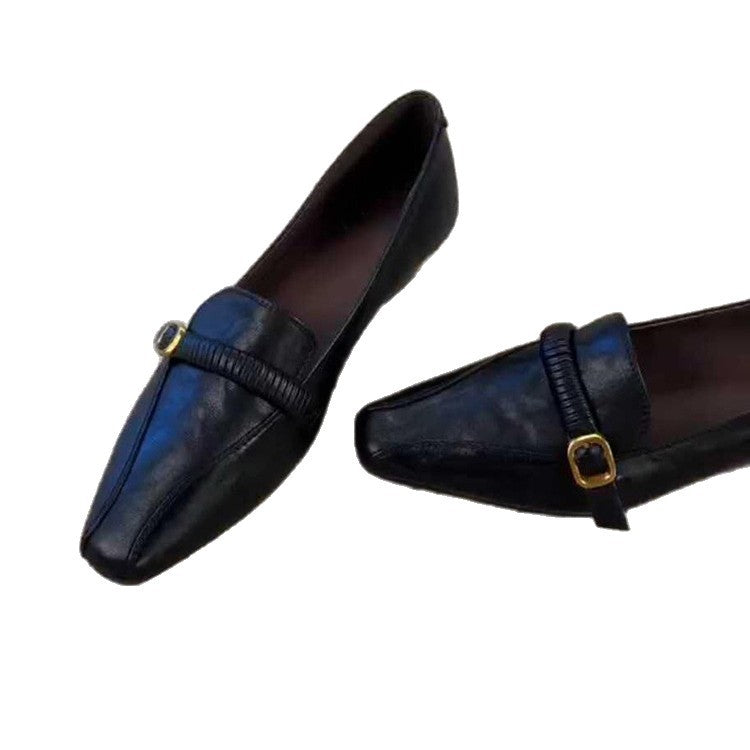 Damen Elegante Mokassins mit modischem Riemenverschluss und spitz zulaufendem Design