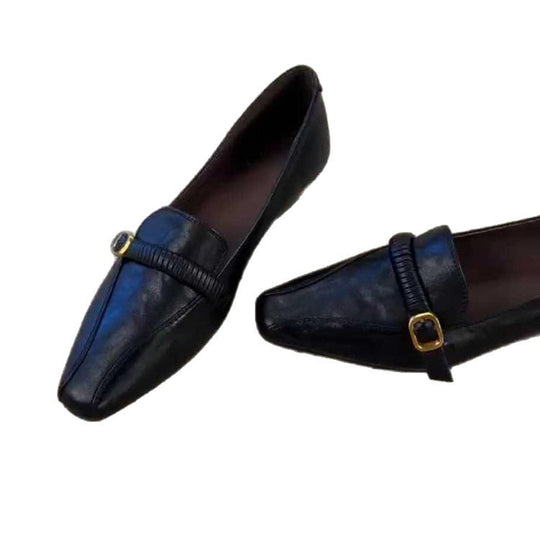 Damen Elegante Mokassins mit modischem Riemenverschluss und spitz zulaufendem Design R&B