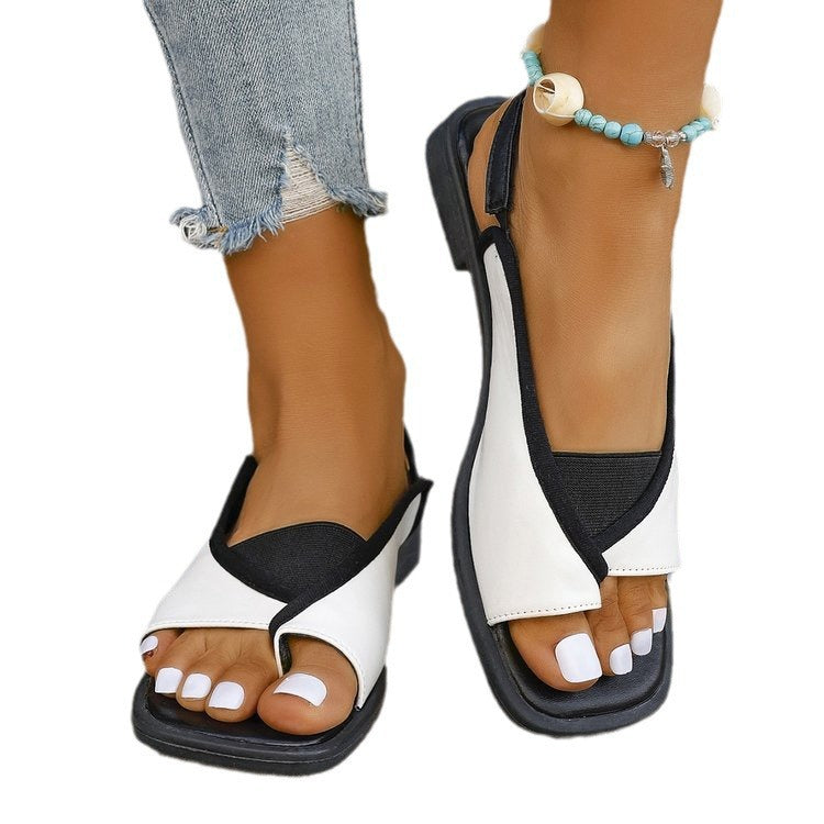 Damen Wedge-Pantoletten mit buntem Riemendesign und rutschfester Sohle R&B