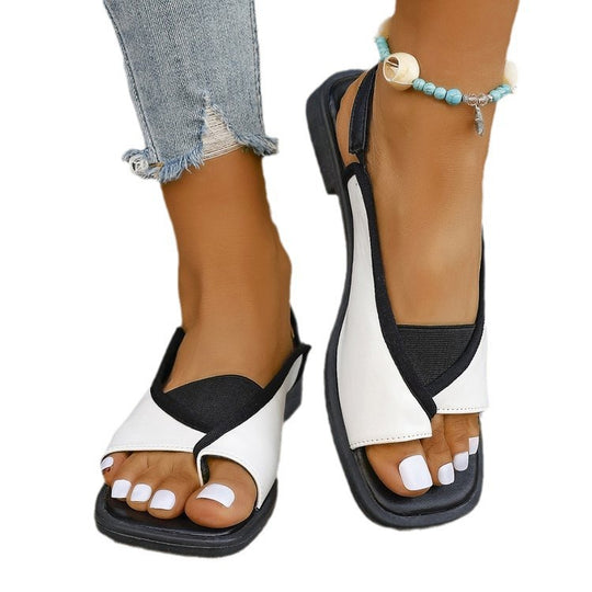 Damen nan Zehenring-Sandalette mit Schlangenprägung, elastischem Mittelfußriemen und gepolstertem Komfortfußbett R&B