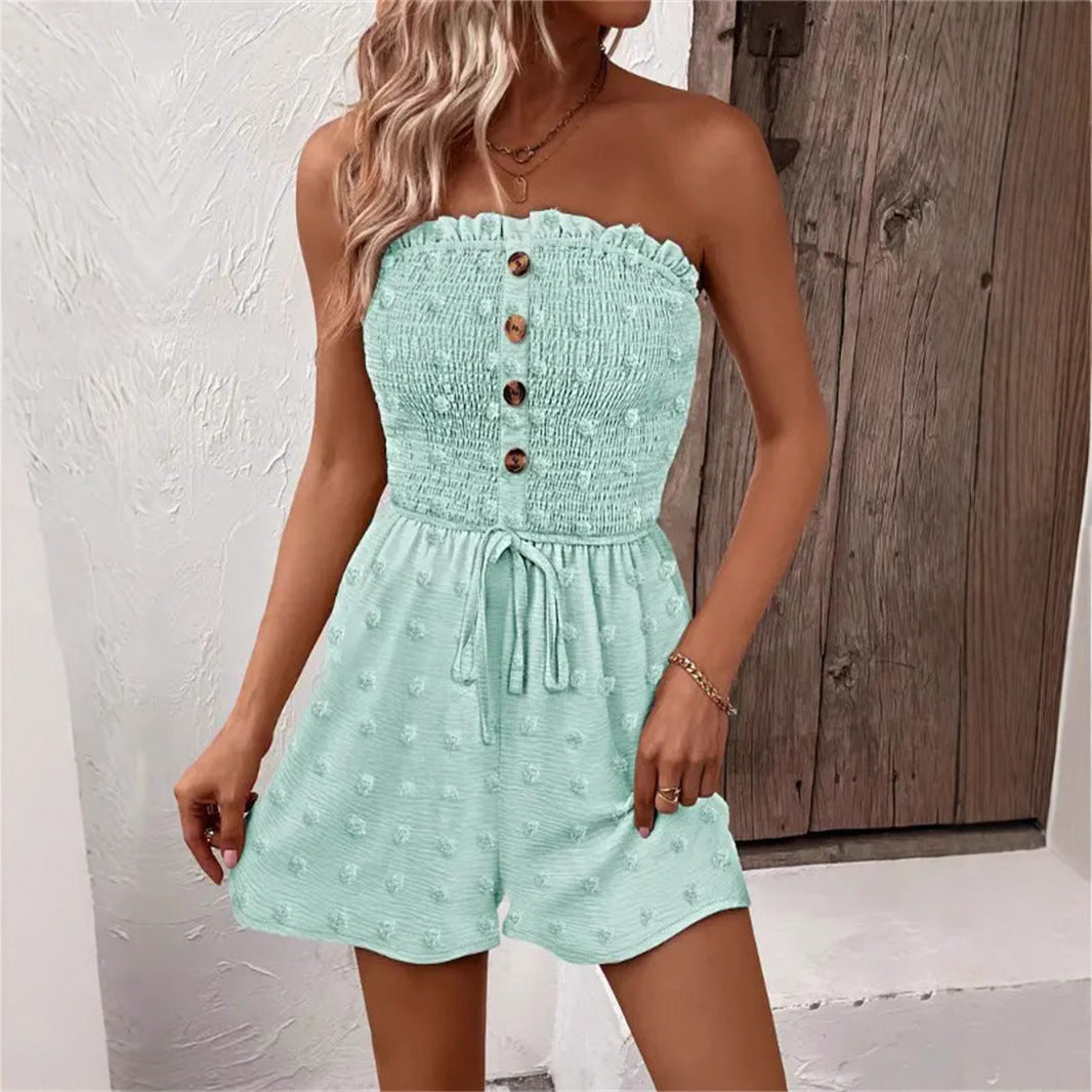 Damen Bandeau Jumpsuit mit Knopfdetails und Taillenzug R&B