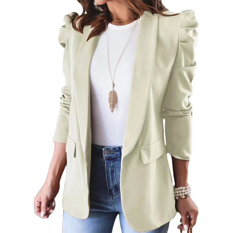 Damen Elegant geschnittene Blazerjacke mit Puffärmeln und stilvollen Taschen R&B