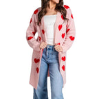 Damen Strickjacke mit Herzmuster und praktischen Taschen R&B