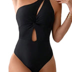 Damen Einseitiger Badeanzug mit Knotendetail R&B