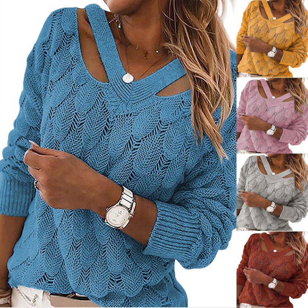 Damen Strickpullover mit V-Ausschnitt und raffiniertem Rippstruktur R&B
