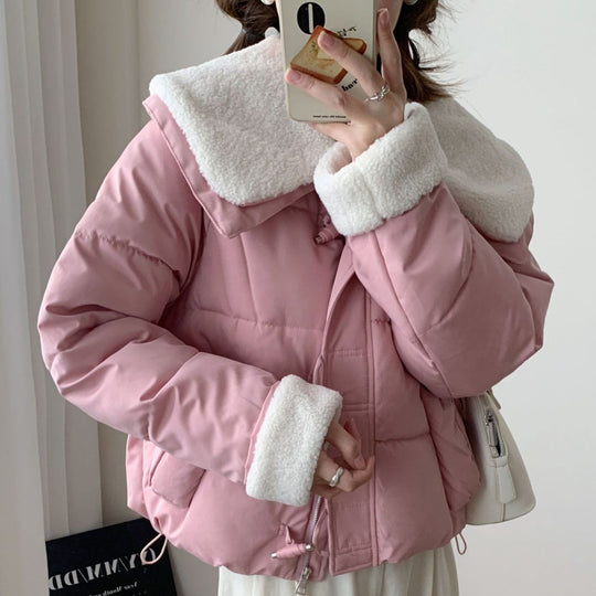 Damen Kuschelige Daunenjacke mit abnehmbarem Teddykragen R&B