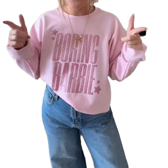 Damen nan glitzerndes Rundhals-Sweatshirt mit Statement-Print und angerauter Innenseite R&B