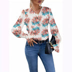Damen Elegante Bluse mit floralem Design und weiten Ärmeln R&B