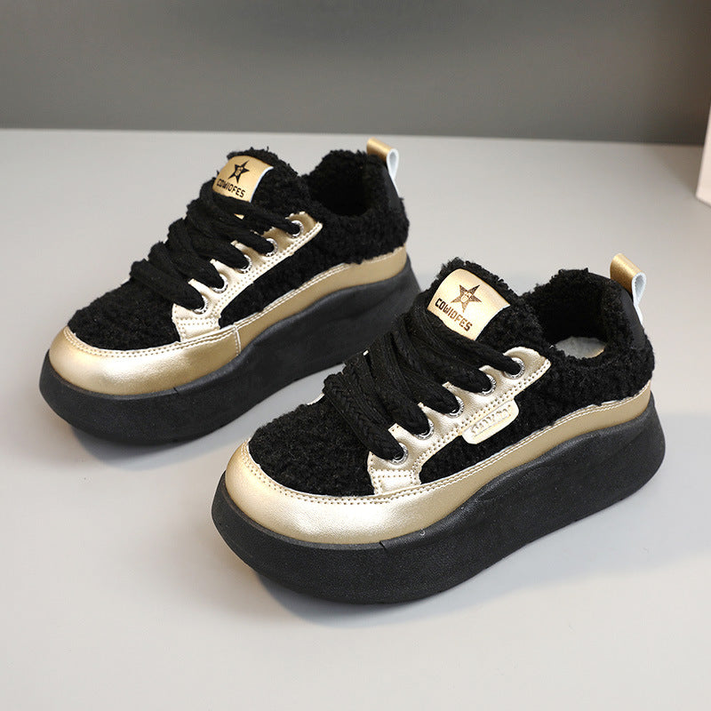 Damen modische Sneaker mit glänzenden Akzenten und kuscheliger Stoffoberfläche R&B