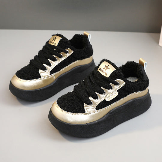 Damen modische Sneaker mit glänzenden Akzenten und kuscheliger Stoffoberfläche R&B