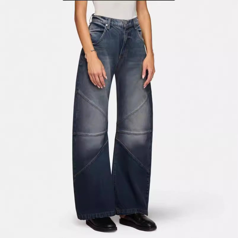 Damen breite Jeans mit einzigartigem Nahtdesign im angesagten Stil R&B