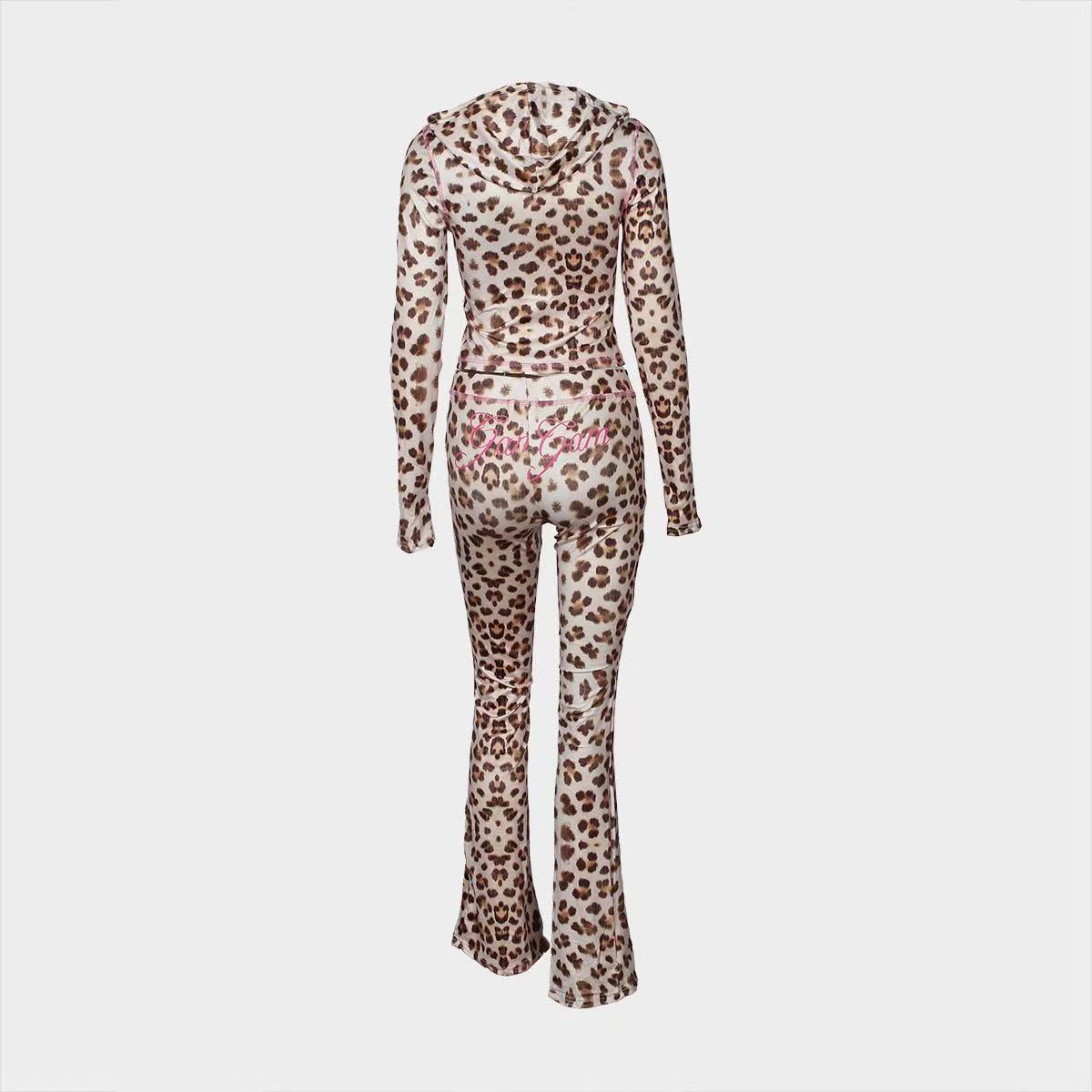 Damen Sport-Leggings und Oberteil Set mit animalischem Print R&B