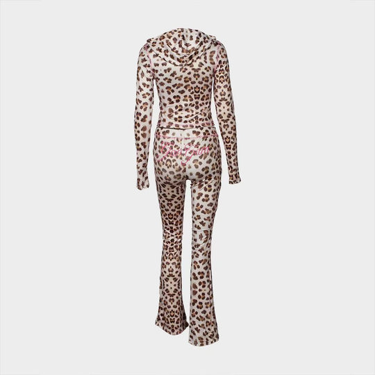 Damen Sport-Leggings und Oberteil Set mit animalischem Print R&B