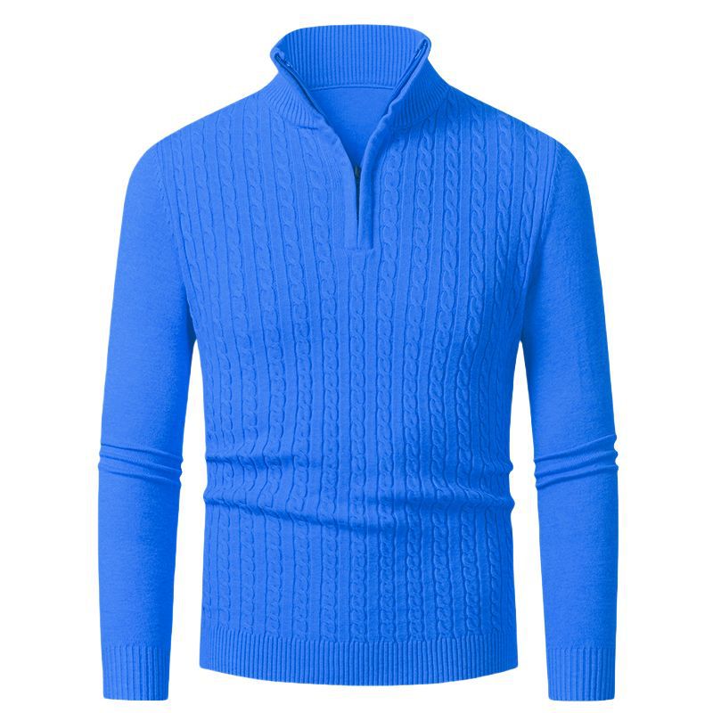 Herren Strickpullover mit modischem Zopfmuster und hochgeschlossenem Kragen R&B