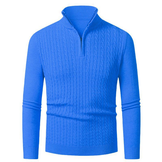 Herren Strickpullover mit modischem Zopfmuster und hochgeschlossenem Kragen R&B