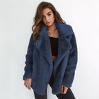 Damen Fleece-Mantel mit weitem Kragen und modischem Schnitt R&B