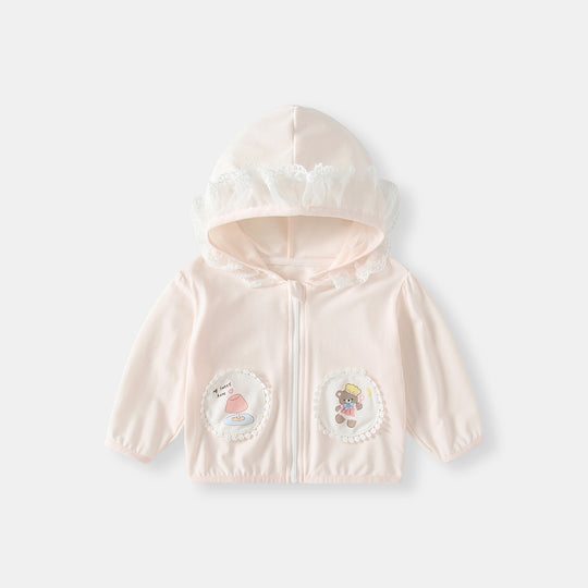 Unisex nan leichte Kapuzen-Windjacke für Kinder mit elastischem Saum und Reißverschluss R&B