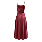 Damen Satin Abendkleid mit Drapé-Ausschnitt R&B